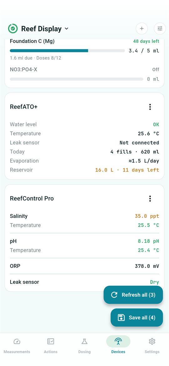 ReefControl Pro probe card