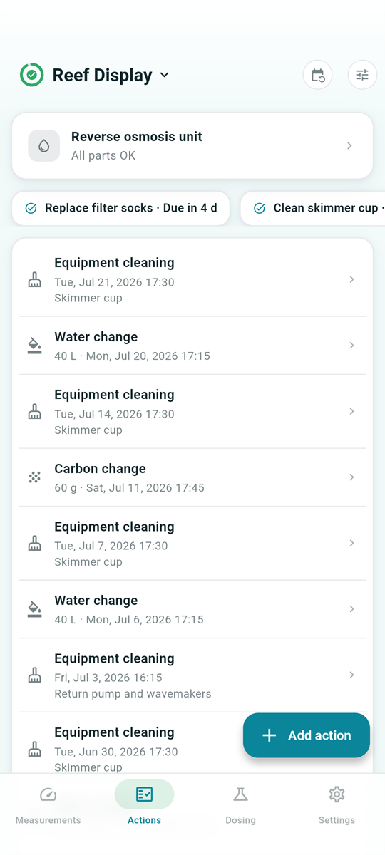 Maintenance schedule